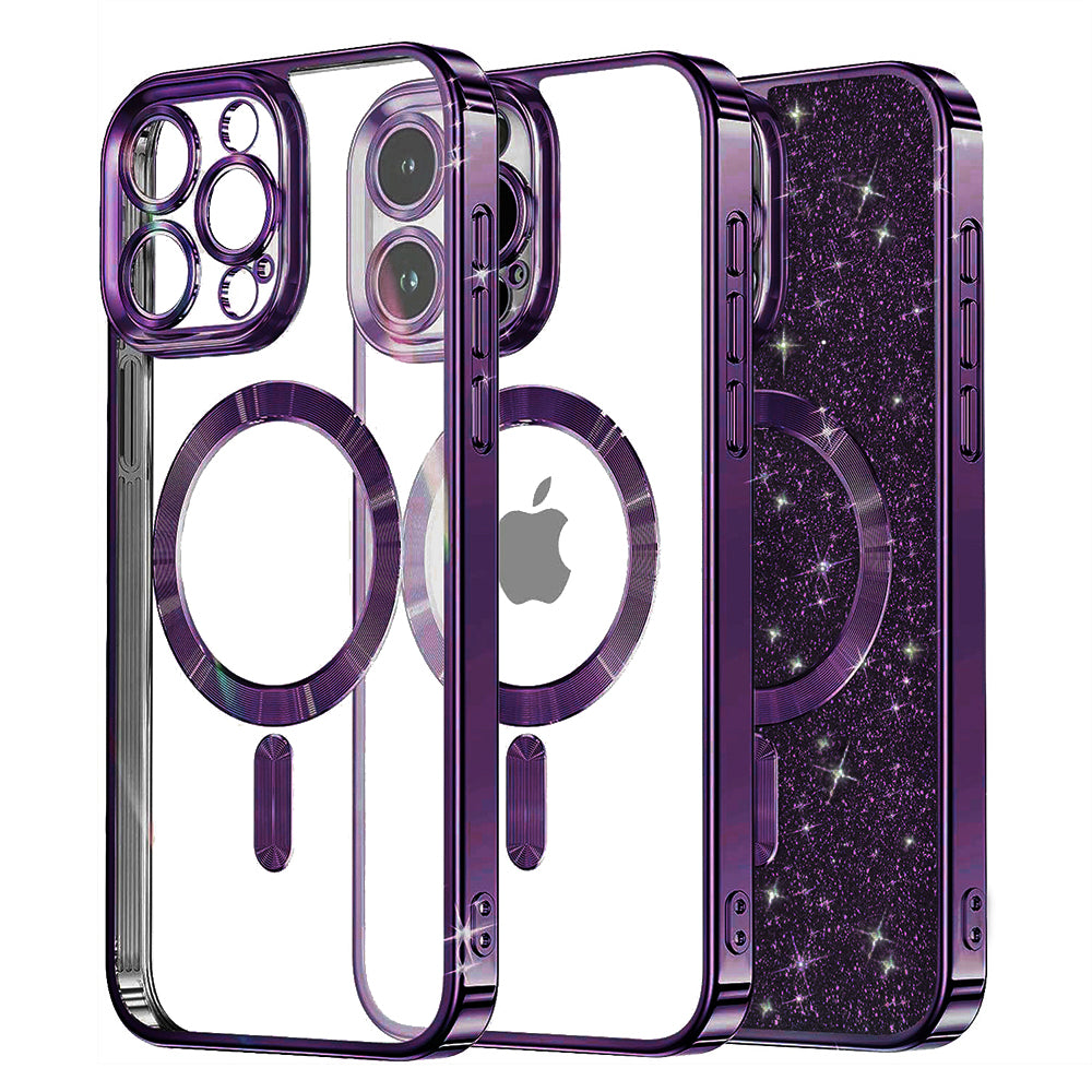Etui MagSafe do Apple iPhone 16 Pro, Techsuit, Luxury Glitter, Ciemny Fiolet