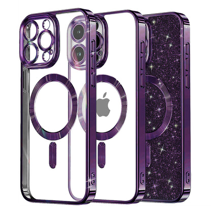 Etui MagSafe do Apple iPhone 16 Pro, Techsuit, Luxury Glitter, Ciemny Fiolet