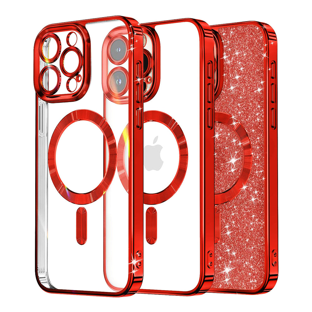Etui MagSafe do Apple iPhone 16 Pro, Techsuit, Luxury Glitter, Czerwony