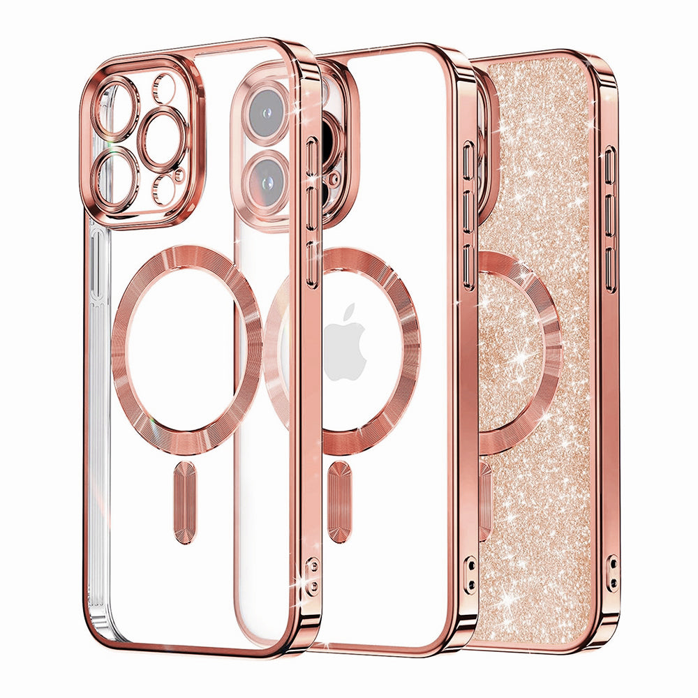 Etui MagSafe do Apple iPhone 16 Pro, Techsuit, Luxury Glitter, Różowe Złoto