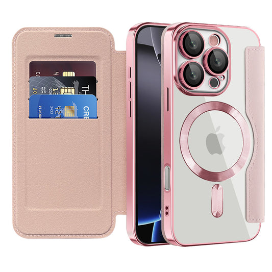 Etui MagSafe dla Apple iPhone 16 Pro, Techsuit, SmartMag Book, Różowe