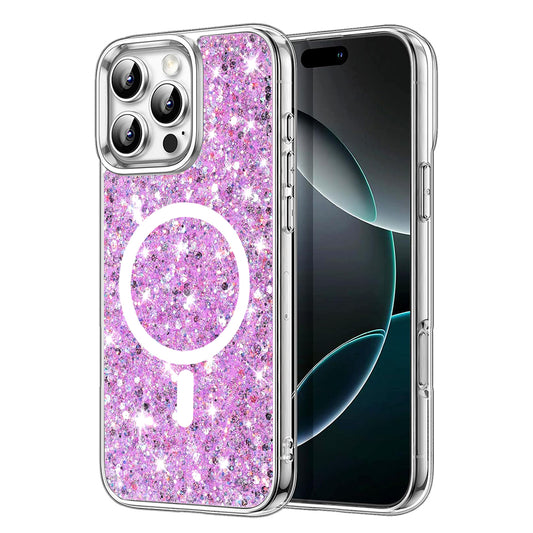 Etui MagSafe do Apple iPhone 16 Pro, Techsuit, Sparkly Glitter, Magenta
