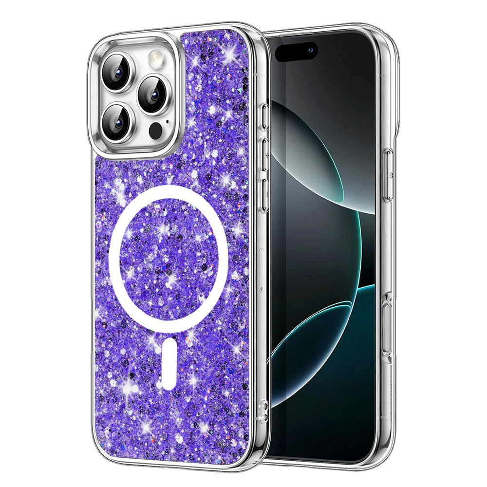 Etui MagSafe do Apple iPhone 16 Pro, Techsuit, Sparkly Glitter, Fioletowe