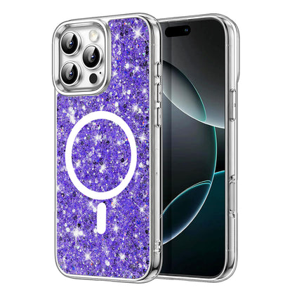 Etui MagSafe do Apple iPhone 16 Pro, Techsuit, Sparkly Glitter, Fioletowe
