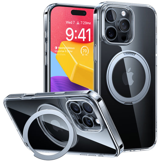 Etui MagSafe dla Apple iPhone 16 Pro, Torras, Ostand Pro, Przezroczyste