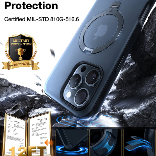 Etui MagSafe dla Apple iPhone 16 Pro, Torras, Ostand Spin, Przezroczyste