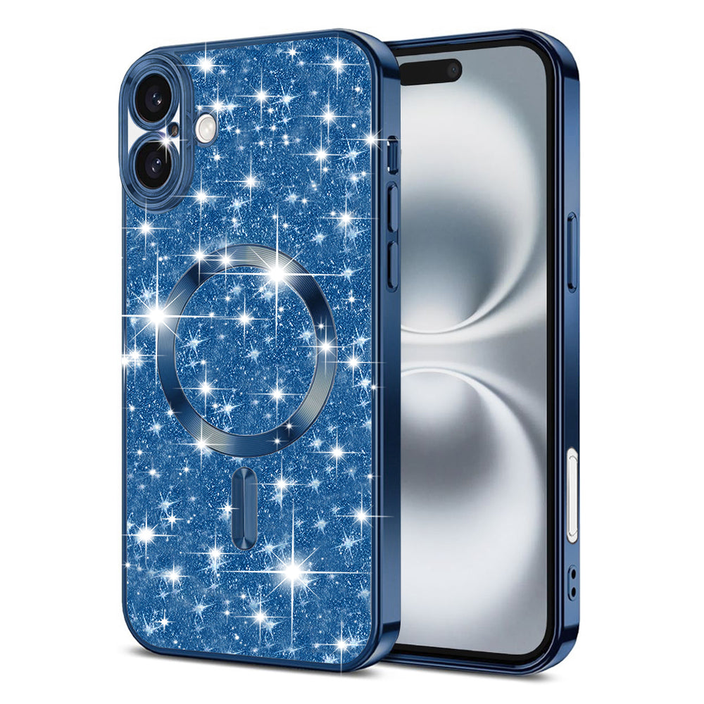 Etui MagSafe do Apple iPhone 16, Techsuit, Luxury Glitter, Ciemnoniebieskie