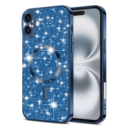 Etui MagSafe do Apple iPhone 16, Techsuit, Luxury Glitter, Ciemnoniebieskie