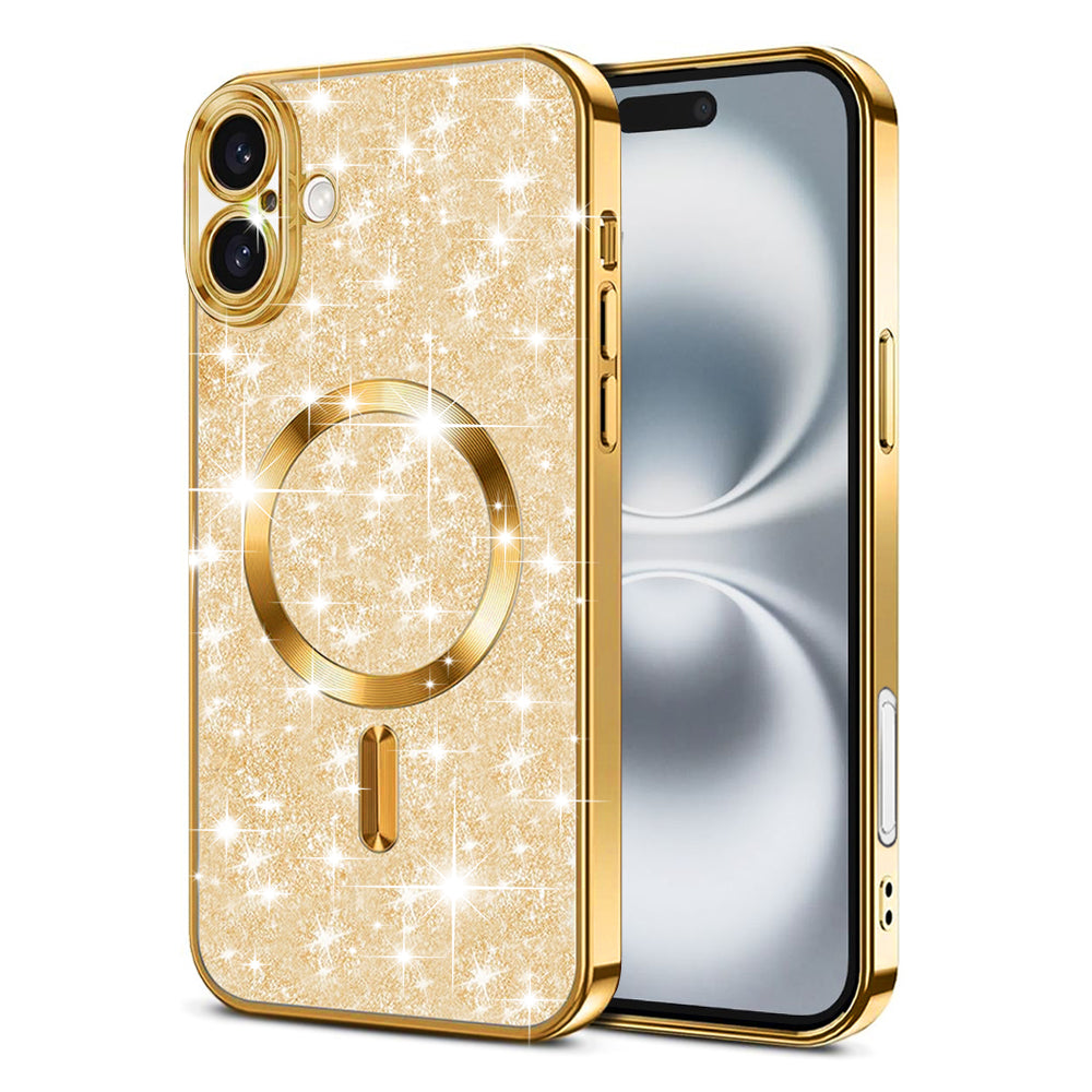 Etui MagSafe do Apple iPhone 16, Techsuit, Luxury Glitter, Złote