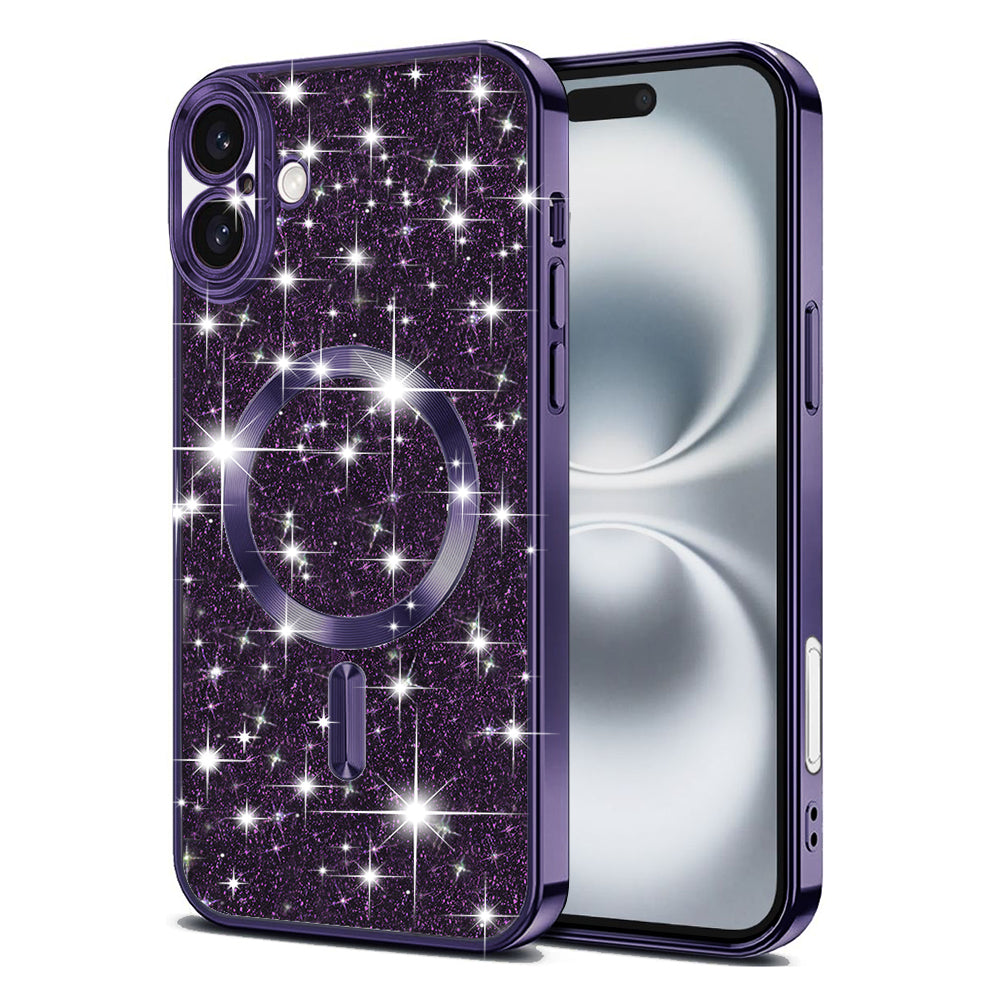 Etui MagSafe do Apple iPhone 16, Techsuit, Luxury Glitter, Ciemny Fiolet