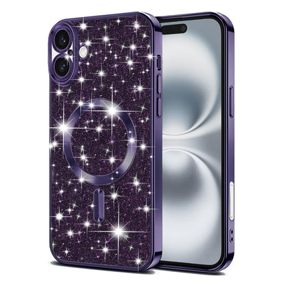 Etui MagSafe do Apple iPhone 16, Techsuit, Luxury Glitter, Ciemny Fiolet