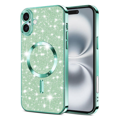 MagSafe Case for Apple iPhone 16, Techsuit, Luxury Glitter, Light Green