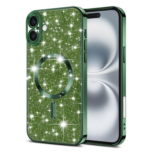 Etui MagSafe do Apple iPhone 16, Techsuit, Luxury Glitter, Ciemnozielony