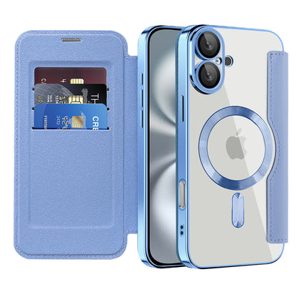 Etui MagSafe do Apple iPhone 16, Techsuit, SmartMag Book, Bleu