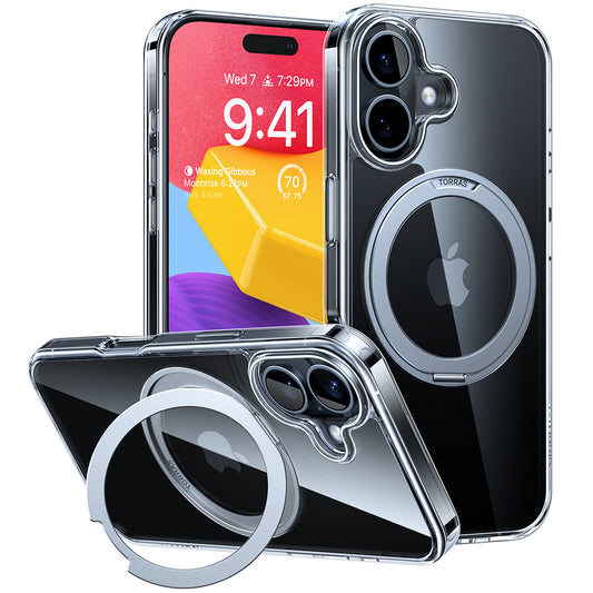 Etui MagSafe dla Apple iPhone 16, Torras, Ostand Pro, Przezroczyste