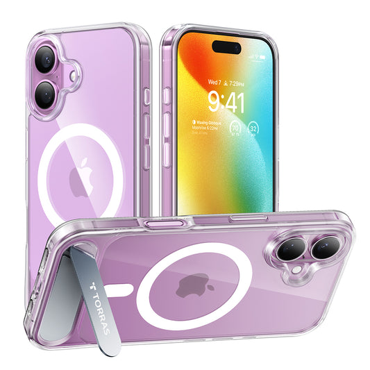 Etui MagSafe dla Apple iPhone 16, Torras, Pstand, Przezroczyste