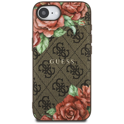 Etui MagSafe dla Apple iPhone 16e, Guess, 4G Flowers Print, Brązowy