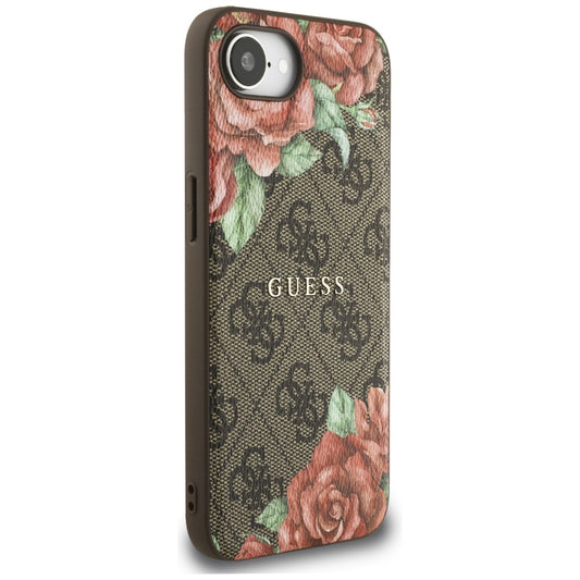 Etui MagSafe dla Apple iPhone 16e, Guess, 4G Flowers Print, Brązowy