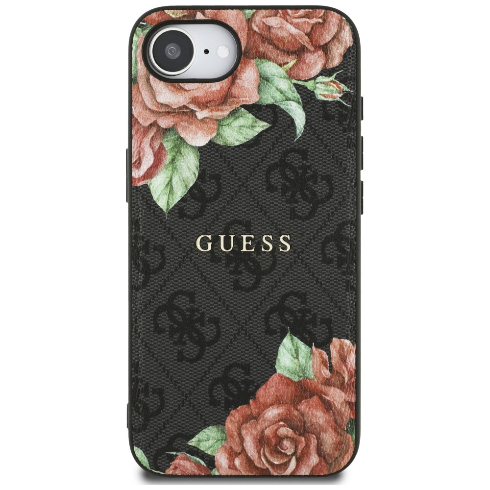 Etui MagSafe dla Apple iPhone 16e, Guess, 4G Flowers Print, Czarne