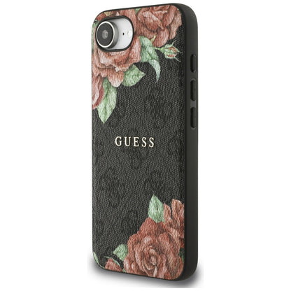 Etui MagSafe dla Apple iPhone 16e, Guess, 4G Flowers Print, Czarne