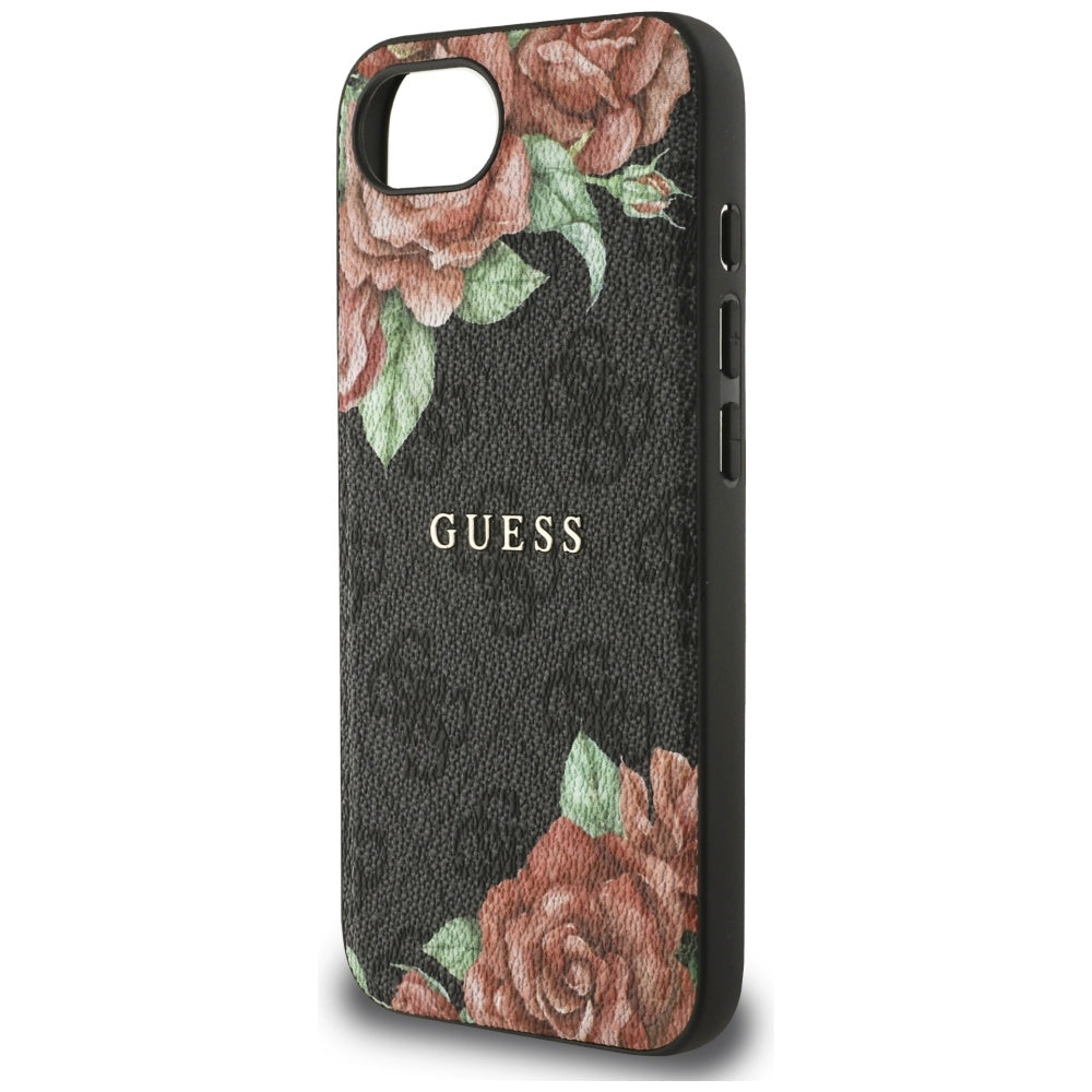 Etui MagSafe dla Apple iPhone 16e, Guess, 4G Flowers Print, Czarne