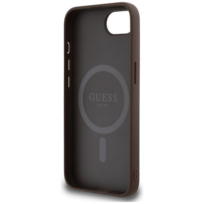Etui MagSafe dla Apple iPhone 16e, Guess, 4G Ring Classic Logo, Brązowy