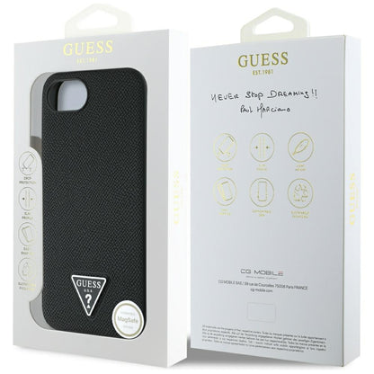 Etui MagSafe dla Apple iPhone 16e, Guess, Grained Triangle Logo, Czarne