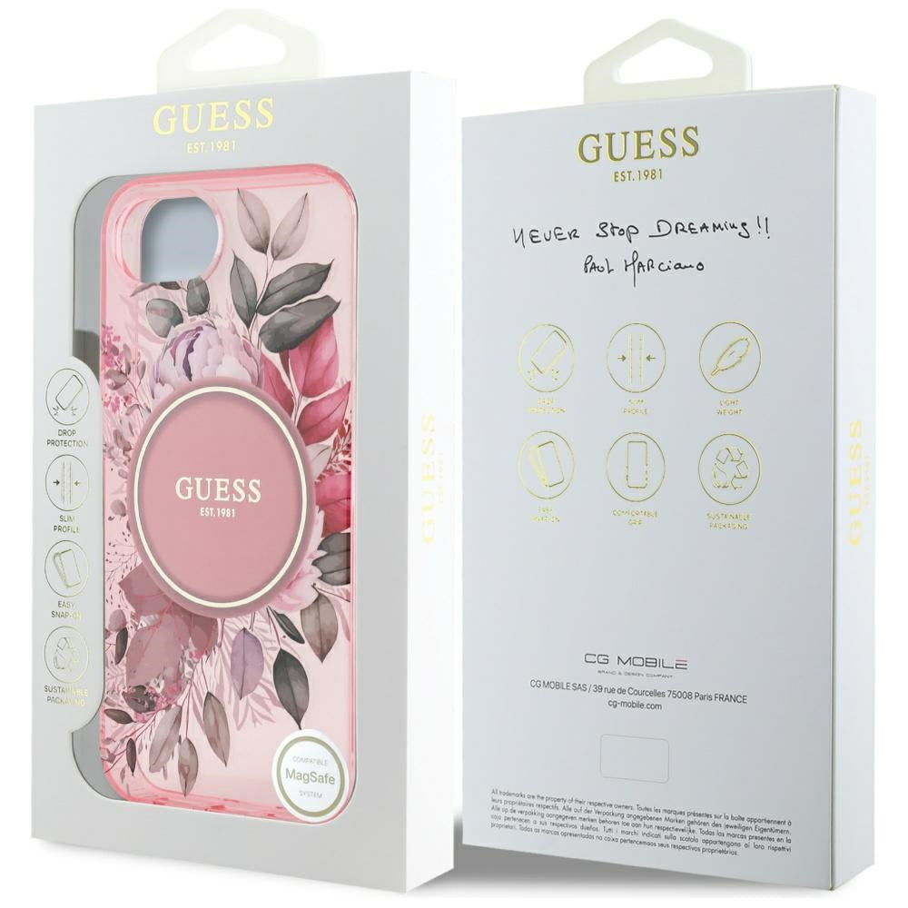 Etui MagSafe dla Apple iPhone 16e, Guess, IML Flowers, Różowy