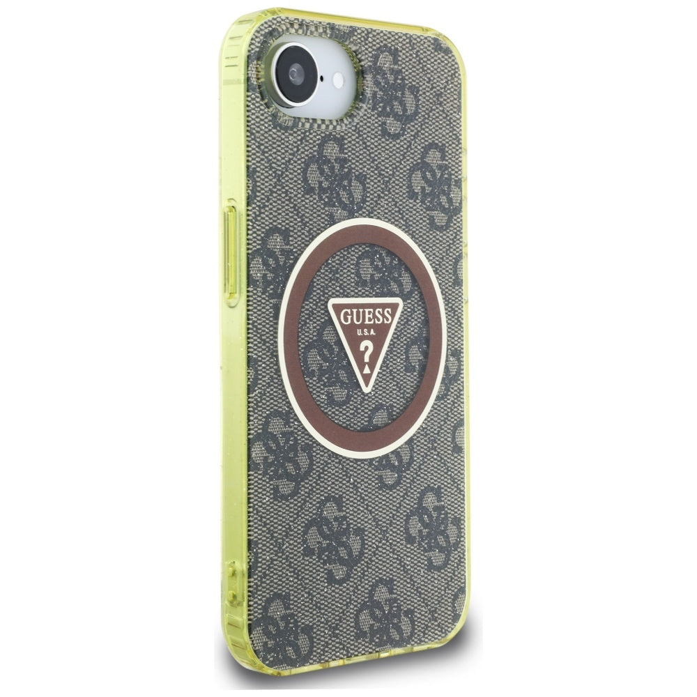 Etui MagSafe dla Apple iPhone 16e, Guess, IML Glitter 4G Circle Triangle, Brązowy