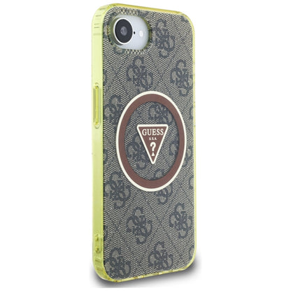 Etui MagSafe dla Apple iPhone 16e, Guess, IML Glitter 4G Circle Triangle, Brązowy