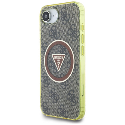 Etui MagSafe dla Apple iPhone 16e, Guess, IML Glitter 4G Circle Triangle, Brązowy
