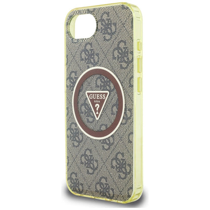 Etui MagSafe dla Apple iPhone 16e, Guess, IML Glitter 4G Circle Triangle, Brązowy