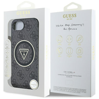 Etui MagSafe dla Apple iPhone 16e, Guess, IML Glitter 4G Circle Triangle, Czarne