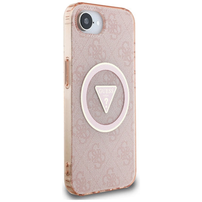 Etui MagSafe dla Apple iPhone 16e, Guess, IML Glitter 4G Circle Triangle, Różowy