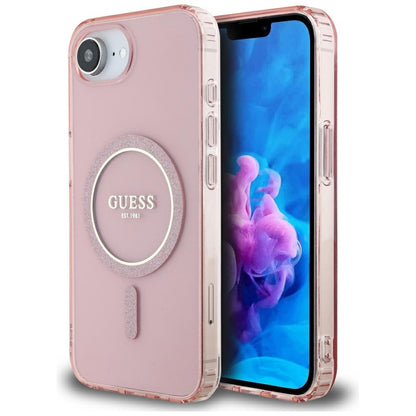 Etui MagSafe dla Apple iPhone 16e, Guess, IML Glitter Circle, Różowy