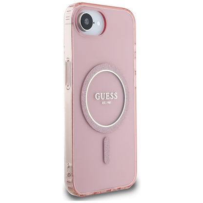 Etui MagSafe dla Apple iPhone 16e, Guess, IML Glitter Circle, Różowy