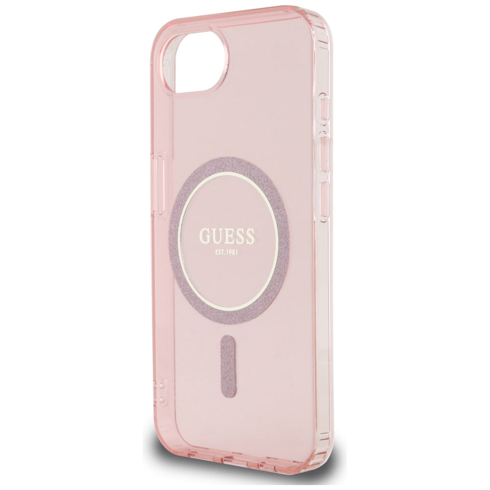 Etui MagSafe dla Apple iPhone 16e, Guess, IML Glitter Circle, Różowy