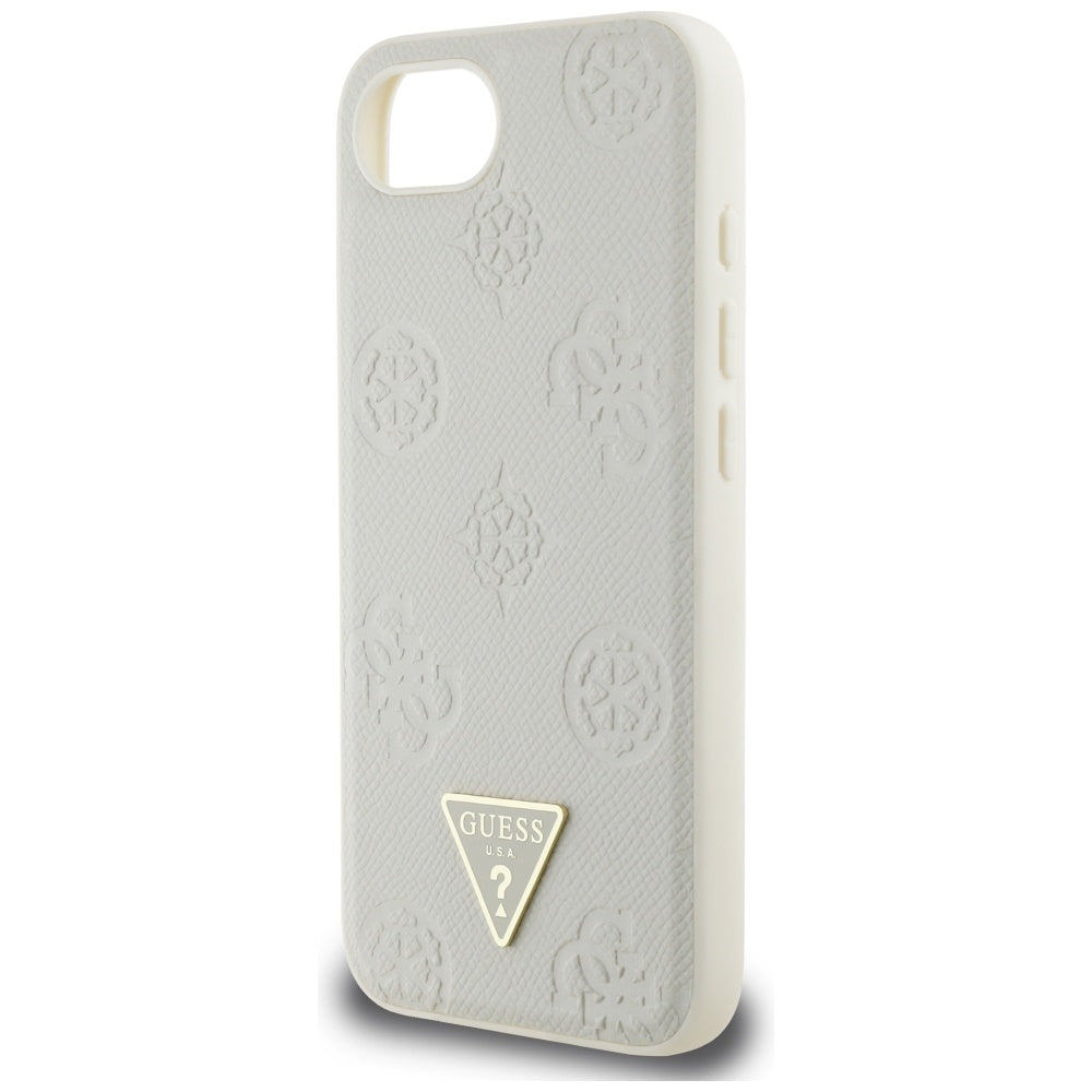 Etui MagSafe dla Apple iPhone 16e, Guess, Peony Grained Hot Stamp Triangle, Beżowy