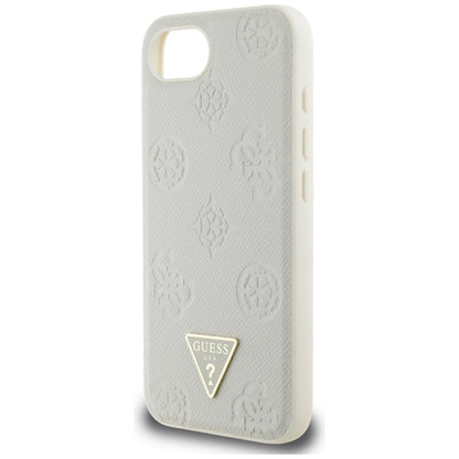 Etui MagSafe dla Apple iPhone 16e, Guess, Peony Grained Hot Stamp Triangle, Beżowy