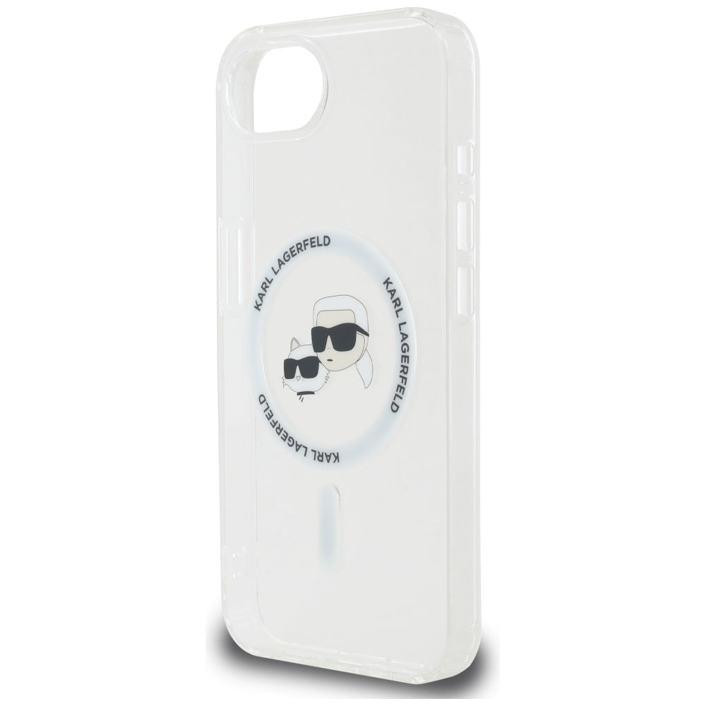 MagSafe Case for Apple iPhone 16e, Karl Lagerfeld, IML Metal Karl & Choupette's Heads, White