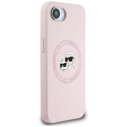 MagSafe Case for Apple iPhone 16e, Karl Lagerfeld, Silicone Karl & Choupette's Heads, Pink