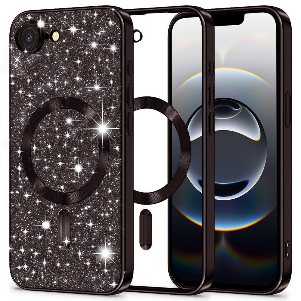 Etui MagSafe do Apple iPhone 17e / 16e, Techsuit, Luxury Glitter, Czarna