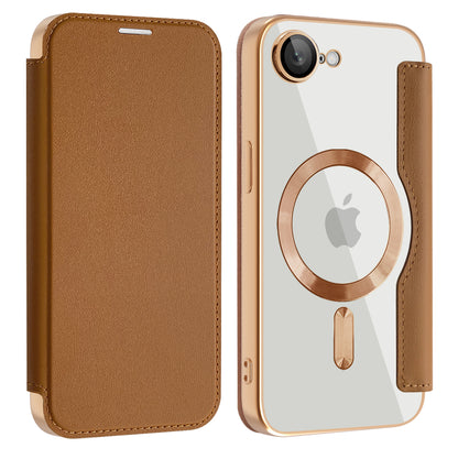 Etui MagSafe do Apple iPhone 17e / 16e, Techsuit, SmartMag Book, Brązowe