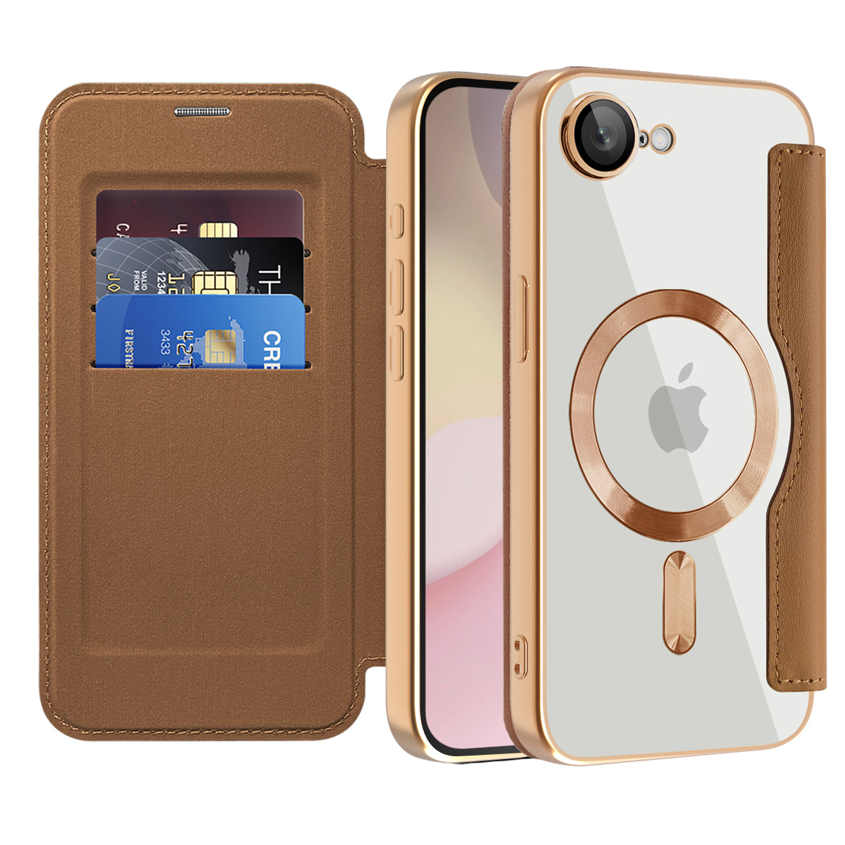 Etui MagSafe do Apple iPhone 17e / 16e, Techsuit, SmartMag Book, Brązowe