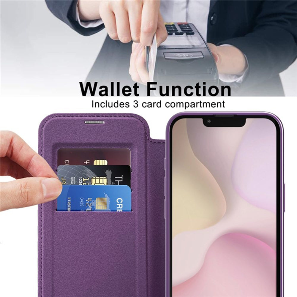 Etui MagSafe do Apple iPhone 17e / 16e, Techsuit, SmartMag Book, Fioletowy