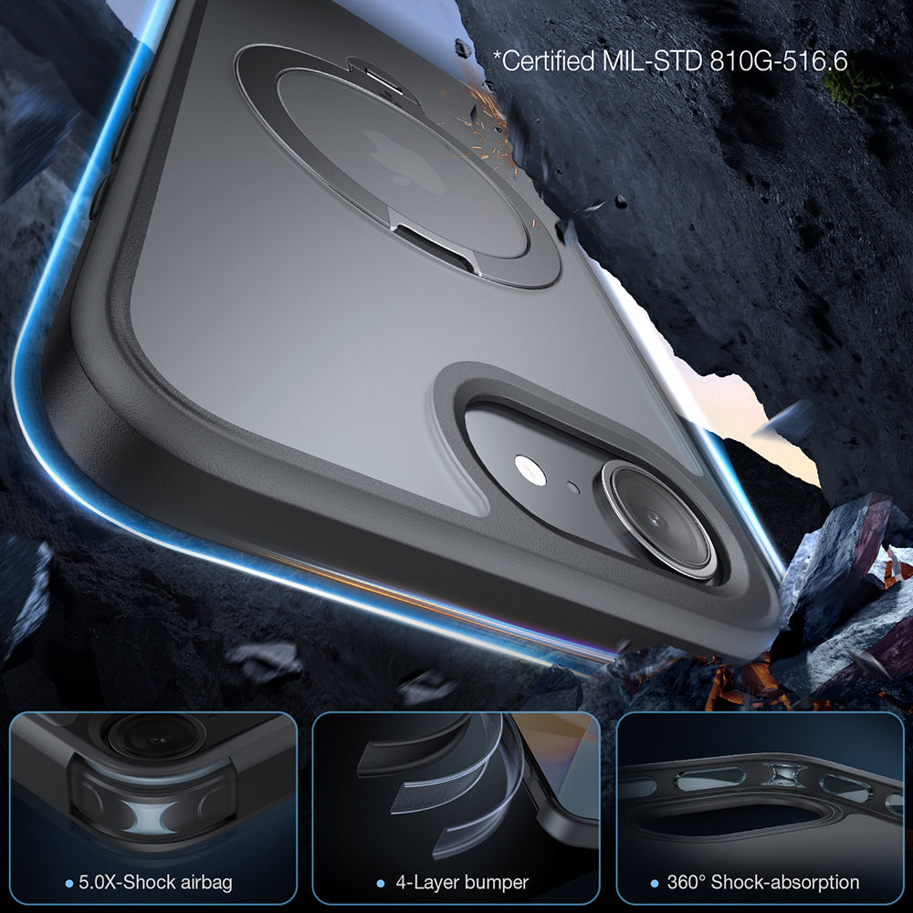 Etui MagSafe dla Apple iPhone 17e / 16e, Torras, Ostand Spin, Czarne