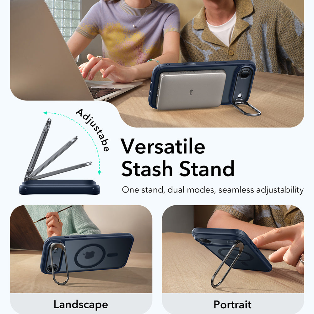 Etui MagSafe dla Apple iPhone 17 Air, ESR, Classic Hybrid Kickstand, Satynowy Niebieski