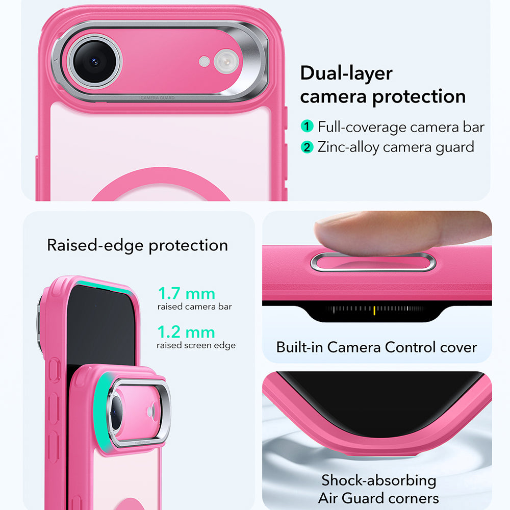Etui MagSafe dla Apple iPhone 17 Air, ESR, Classic Hybrid Kickstand, Satynowy Róż