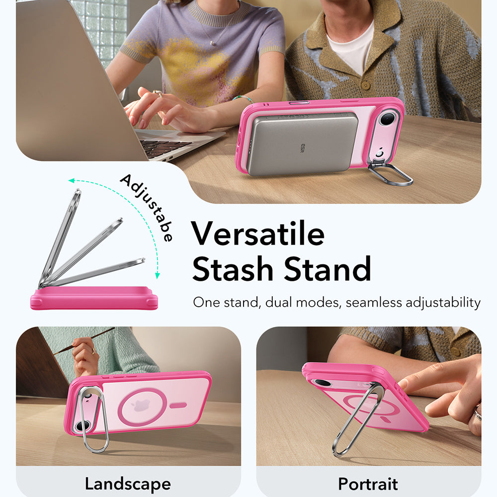 Etui MagSafe dla Apple iPhone 17 Air, ESR, Classic Hybrid Kickstand, Satynowy Róż
