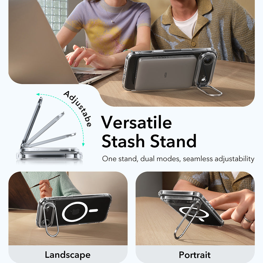Etui MagSafe dla Apple iPhone 17 Air, ESR, Classic Hybrid Kickstand, Przezroczyste